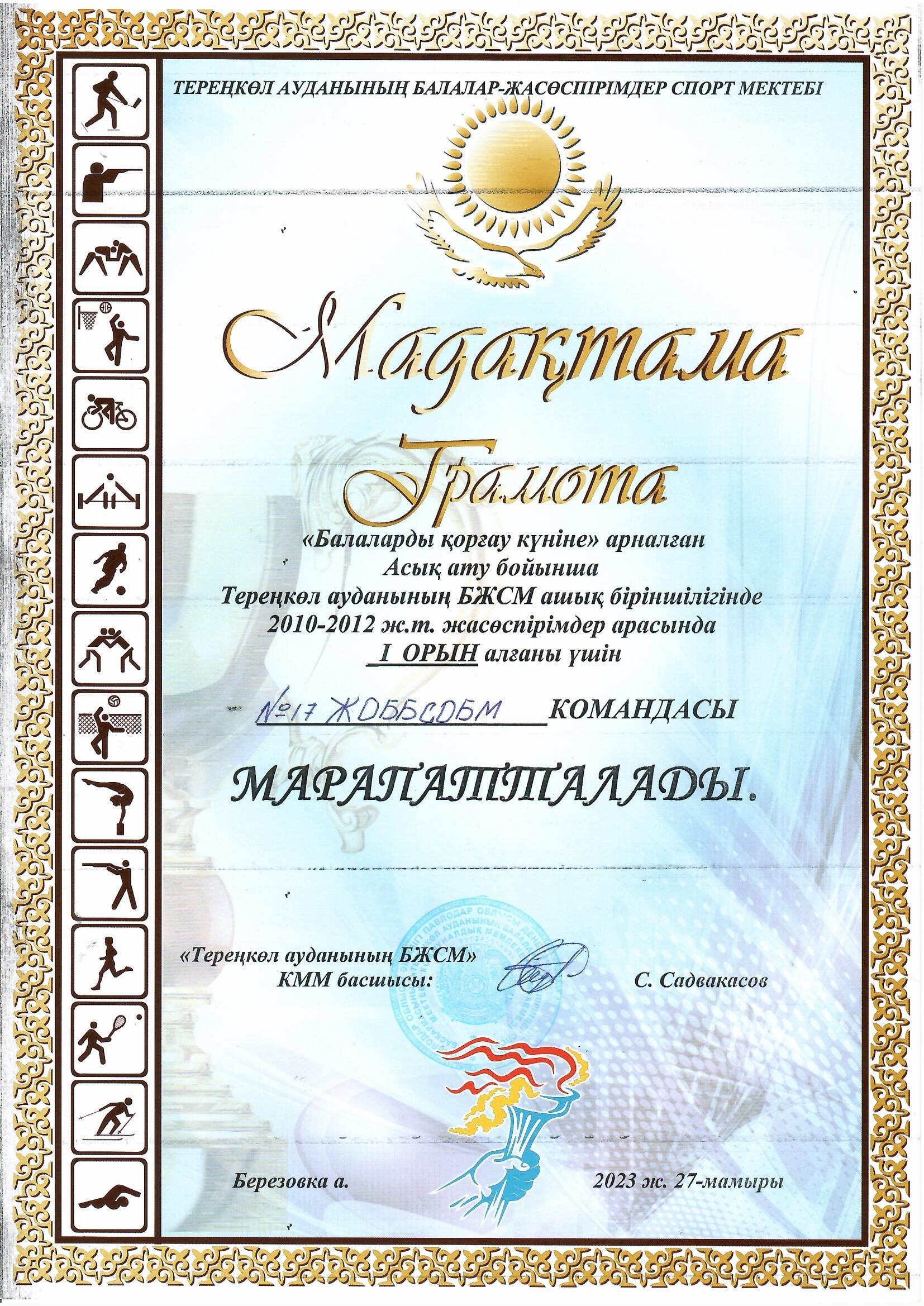 Грамота учащегося
